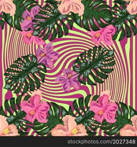 Floral exotic tropical seamless pattern tropic hawaiian wallpaper. Botanical print. Modern floral background. Floral exotic tropical seamless pattern tropic hawaiian wallpaper. Botanical print. Modern floral background.