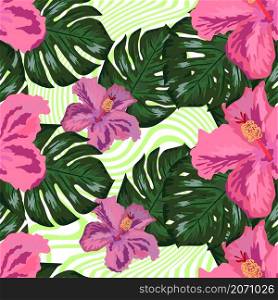 Floral exotic tropical seamless pattern tropic hawaiian wallpaper. Botanical print. Modern floral background.. Floral exotic tropical seamless pattern tropic hawaiian wallpaper. Botanical print. Modern floral background