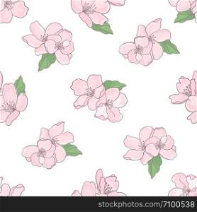 FLORAL FABRIC Sakura Seamless Pattern Vector Illustration