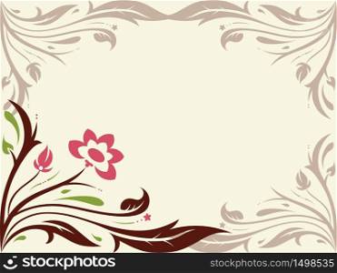 Floral Flower Leaf Greeting Card Template Background Border