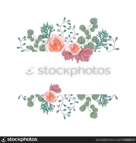 Floral Flower Wreath Frame Flat Design Illustration