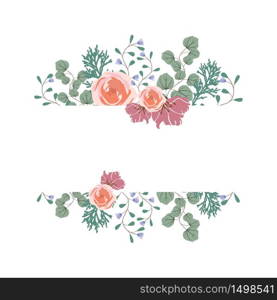 Floral Flower Wreath Frame Flat Design Illustration