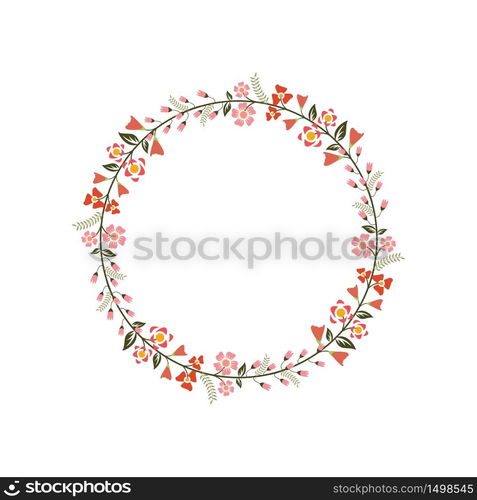 Floral Flower Wreath Frame Flat Design Illustration