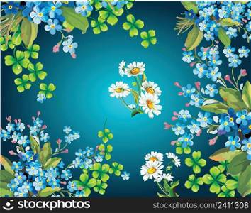 floral flowers on blue background