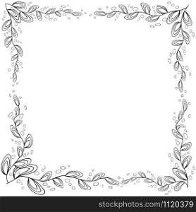 Floral frame. coloring book for adult and older children or like greeting card for birthday, Valentines day or wedding invitation.. Floral frame. coloring book for adult and older children or like greeting card for birthday, Valentines day or wedding invitation