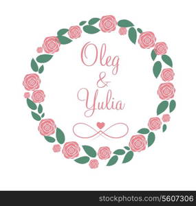 Floral Frame for Wedding and Birthday Card. Vector Illustration