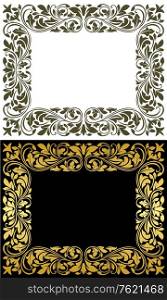 Floral frame in retro style with floursh elements and embellishments