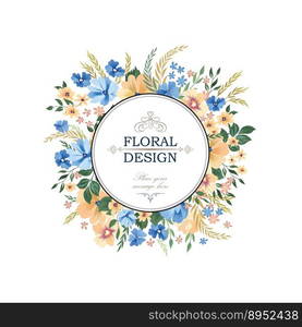 Floral frame pattern flower circle border vector image