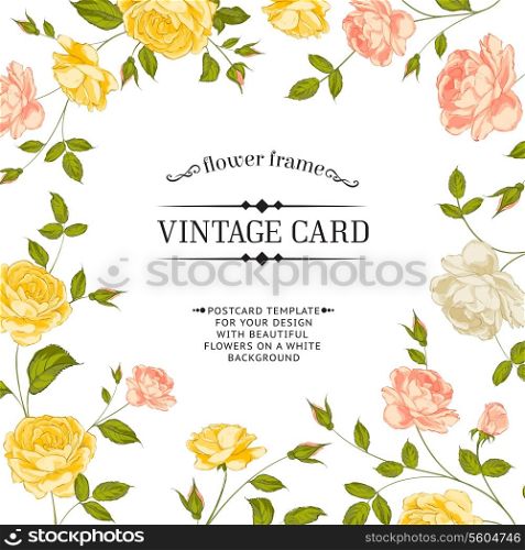 Floral frame perfect for wedding invitations. Vector illustration.