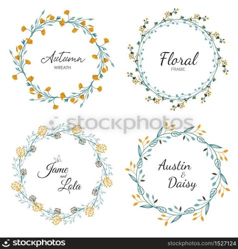 Floral frame set for wedding Premium Vector