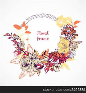 Floral frame template for wedding invitations and birthday cards vector illustration