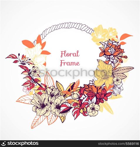 Floral frame template for wedding invitations and birthday cards vector illustration
