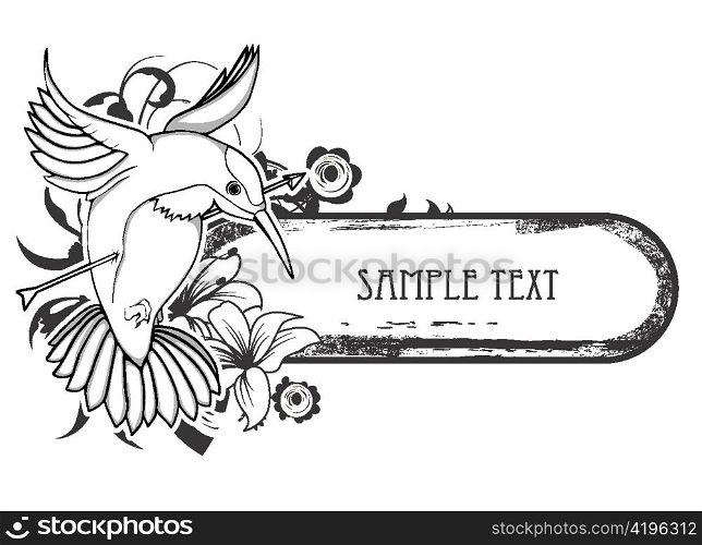 floral frame with bird