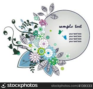 floral frame with butterflies vector illustration