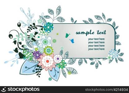 floral frame with butterflies vector illustration