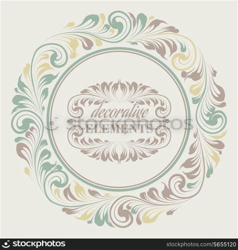 Floral frame with decorative elements. Vector illustration.