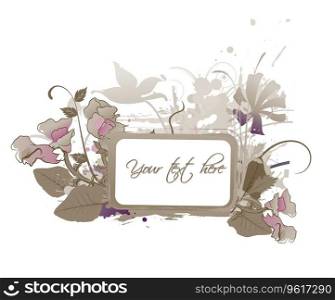 Floral frame with splash Royalty Free Vector Image
