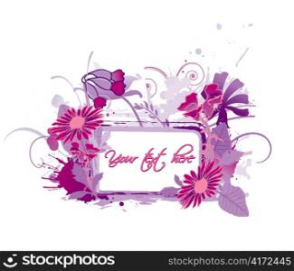 floral frame with splash vector illustration