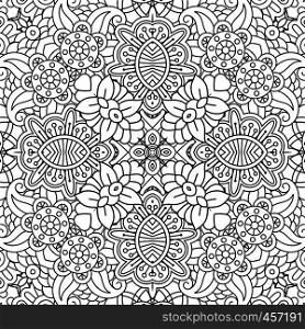 Floral full frame background of geometric designs with other pleasing elements on white. Floral full frame background of geometric designs