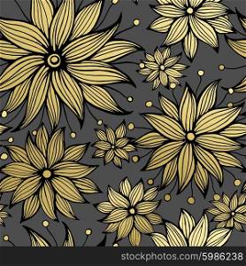 Floral golden seamless pattern. Vector illustration. Floral golden seamless pattern. Vector illustration EPS10