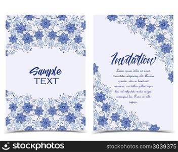 Floral greeting cards. Vector illustration of floral decoration. Flower pattern. Set of greeting cards