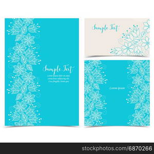 Floral greeting cards. Vector illustration of floral decoration on white background.Set of greeting cards