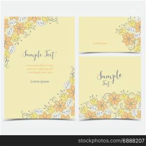 Floral greeting cards. Vector illustration of floral decoration on white background.Set of greeting cards
