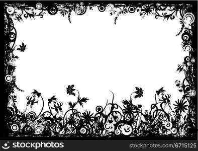 Floral grunge frame, vector