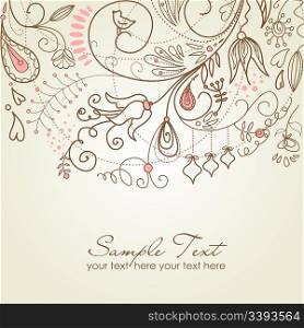 Floral hand drawn Christmas background
