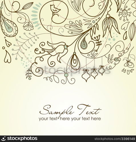 Floral hand drawn Christmas background