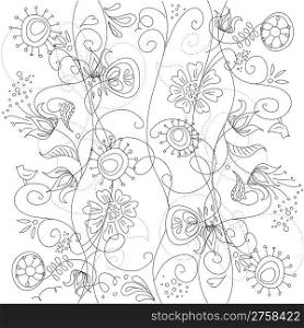 Floral hand drawn seamless background