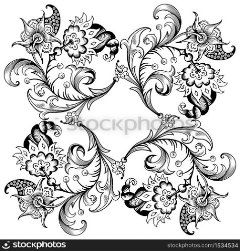 Floral hand drawn vector vintage border. Engraved nature elements and objects illustration. Frame design.. Floral hand drawn vector vintage border.