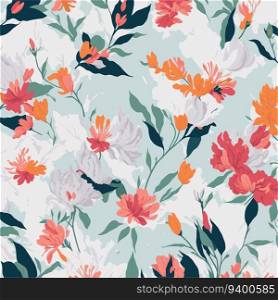 Floral Harmony  Aesthetic Minimalist Art in Seamless Blossom Pattern