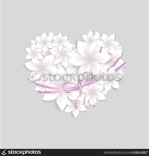 floral heart. vector flowers studded with heart shaped