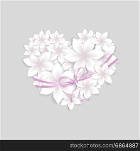 floral heart. vector flowers studded with heart shaped