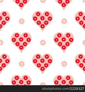 Floral hearts seamless pattern vector illustration. Romantic beautiful background. Template for packaging, paper, fabric and design