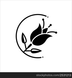 Floral Icon, Flower, Leaf Icon, Ornamental Vector Art Illustration