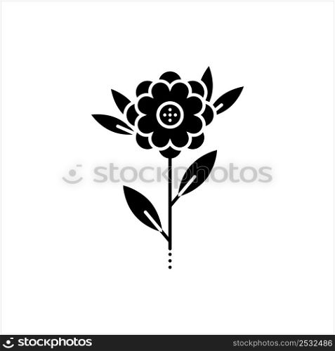 Floral Icon, Flower, Leaf Icon, Ornamental Vector Art Illustration