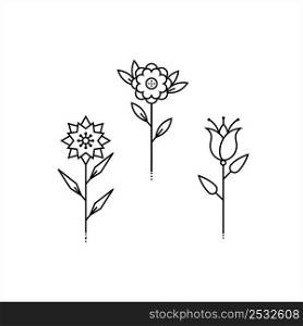 Floral Icon, Flower, Leaf Icon, Ornamental Vector Art Illustration