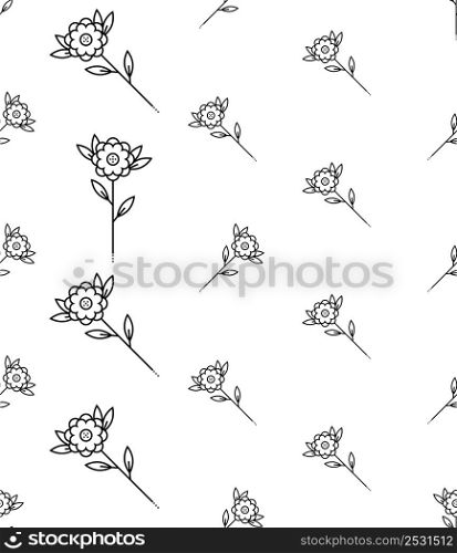 Floral Icon Seamless Pattern, Flower, Leaf Icon, Ornamental Vector Art Illustration