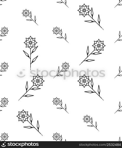 Floral Icon Seamless Pattern, Flower, Leaf Icon, Ornamental Vector Art Illustration