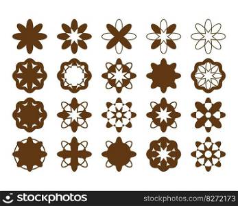 Floral icons. A set of various flowers, as well as geometric shapes of floral elements. For your website, brochure or social media post. Vector illustration.. Floral icons. A set of various flowers.