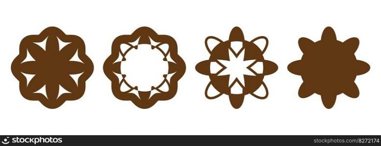 Floral icons are perfect for any design project. The set includes different flowers. Geometric shapes incorporating floral elements. Vector illustration.. Floral icons are perfect for any design project. 