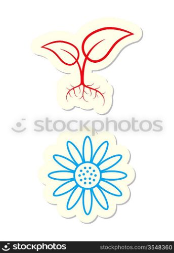 Floral Icons Isolated on White