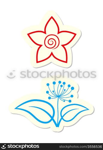 Floral Icons Isolated on White