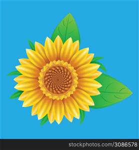 Floral illustration with bright yellow sunflower design.