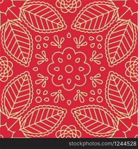 Floral indian seamless pattern with flower and leaf ornament