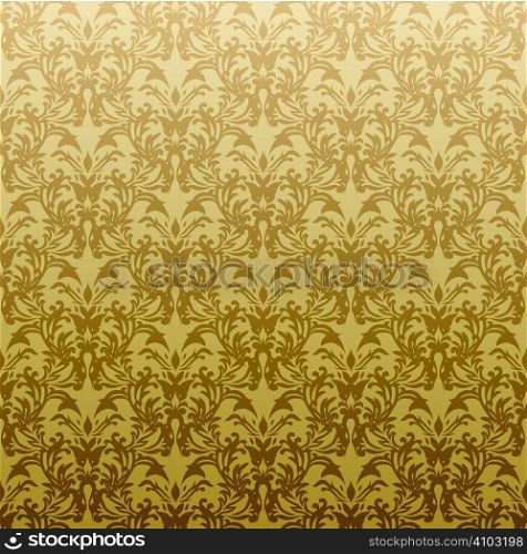 Floral inspired gothic repeat wallpaper design in gold