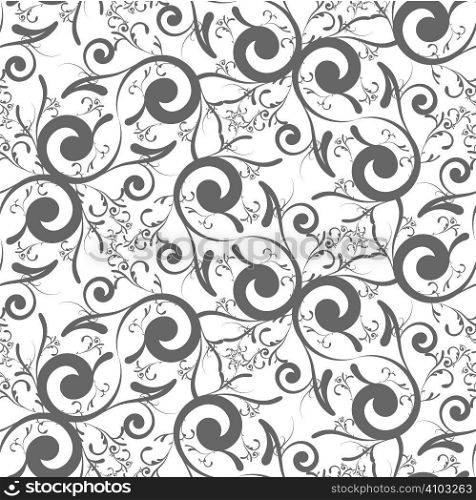 floral inspired seamless tile background design in black and white