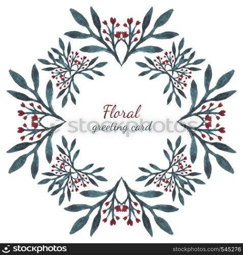 Floral leaves and flowers hearts, drawing vector frame watercolor. Design for invitation, wedding or greeting cards. Floral leaves and flowers hearts, drawing vector frame watercolor. Design for invitation, wedding or greeting cards.